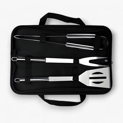 Grill Tool Set Stainless Steel Non-Slip Handles Carrying Bag