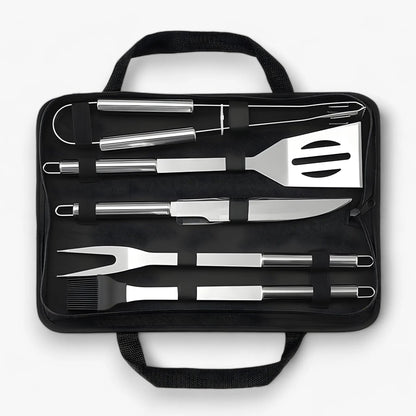 Grill Tool Set Stainless Steel Non-Slip Handles Carrying Bag