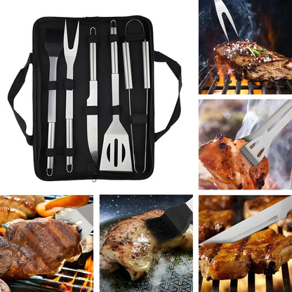 Grill Tool Set Stainless Steel Non-Slip Handles Carrying Bag