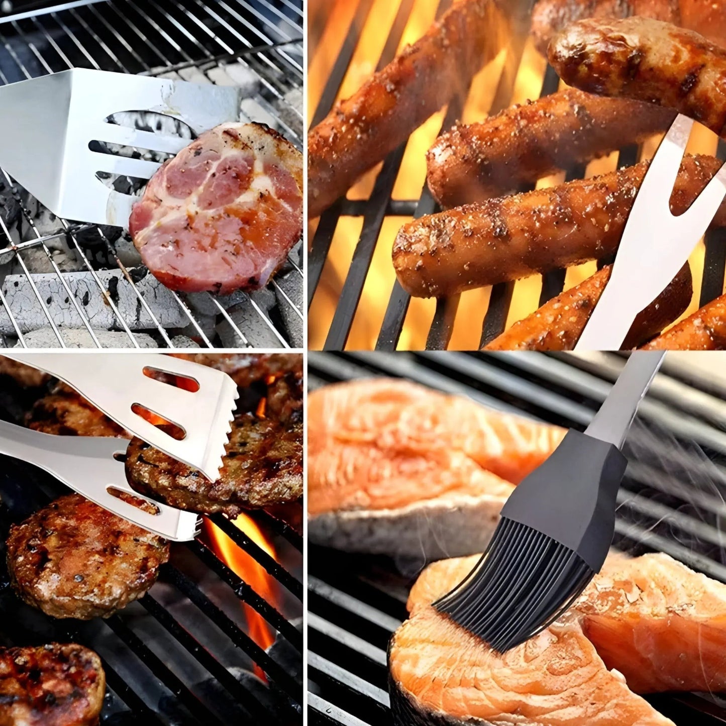 Grill Tool Set Stainless Steel Non-Slip Handles Carrying Bag
