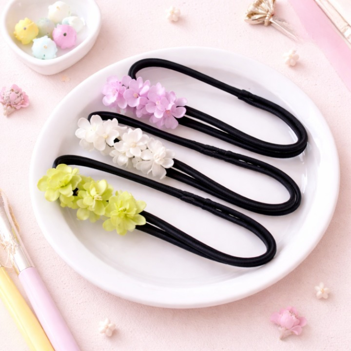 Hair Bun Maker Acrylic Frame Floral Accent 2-Pack