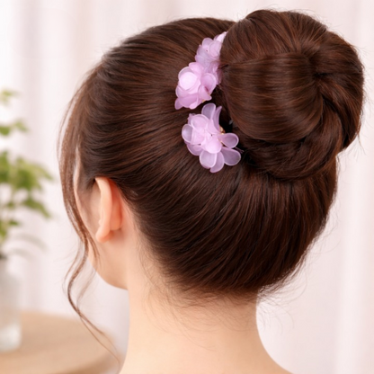 Hair Bun Maker Acrylic Frame Floral Accent 2-Pack