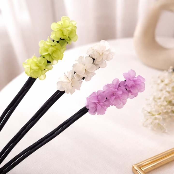 Hair Bun Maker Acrylic Frame Floral Accent 2-Pack