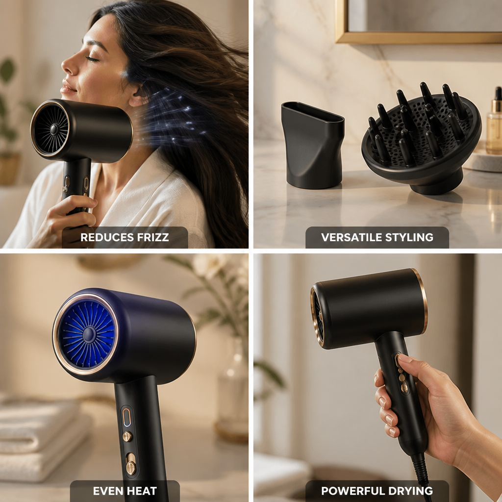 Hair Dryer 2400W Ionic Diffuser & Concentrator
