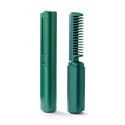 Hair Straightening Brush Cordless Rechargeable Ceramic-Coated