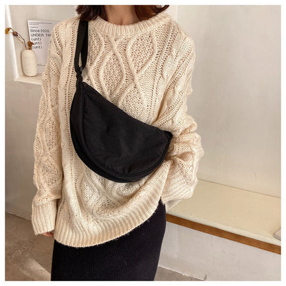 Half-Moon Crossbody Bag Adjustable Strap Multiple Compartments