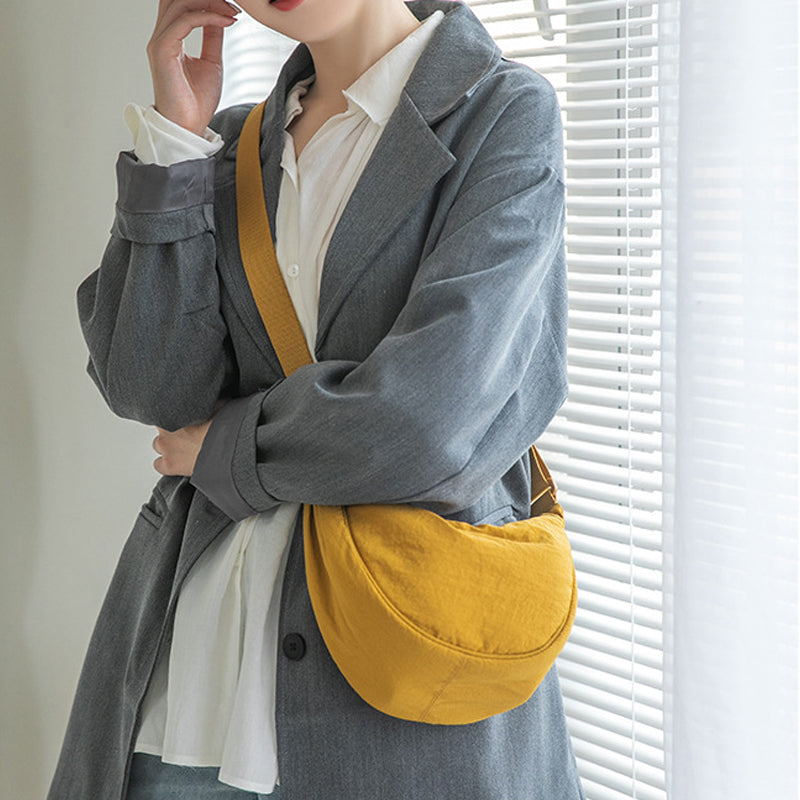 Half-Moon Crossbody Bag Adjustable Strap Multiple Compartments