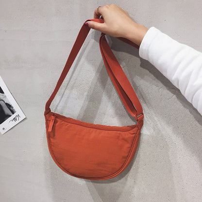 Half-Moon Crossbody Bag Adjustable Strap Multiple Compartments