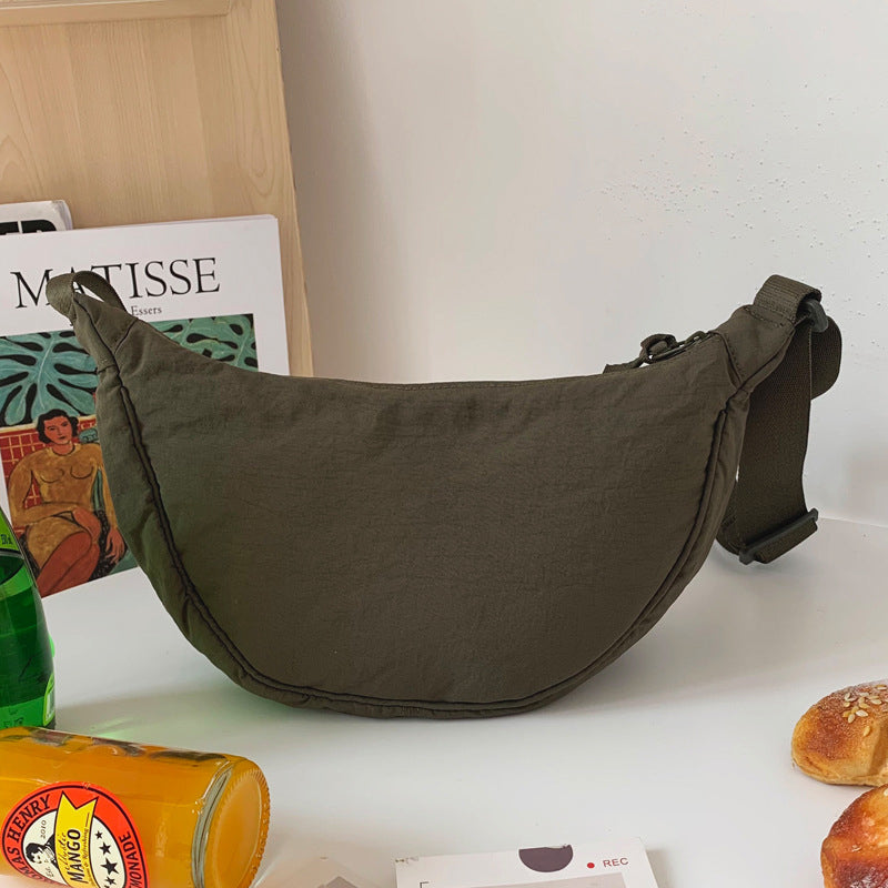 Half-Moon Crossbody Bag Adjustable Strap Multiple Compartments