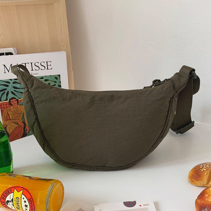 Half-Moon Crossbody Bag Adjustable Strap Multiple Compartments