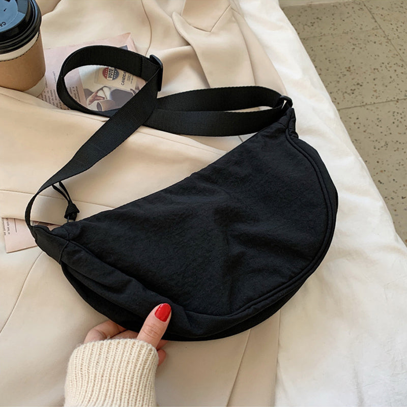 Half-Moon Crossbody Bag Adjustable Strap Multiple Compartments