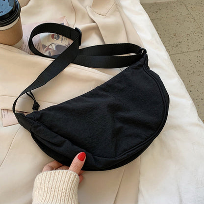 Half-Moon Crossbody Bag Adjustable Strap Multiple Compartments