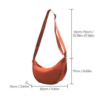 Half-Moon Crossbody Bag Adjustable Strap Multiple Compartments