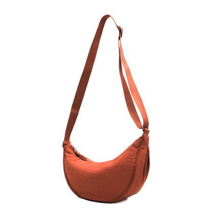 Half-Moon Crossbody Bag Adjustable Strap Multiple Compartments