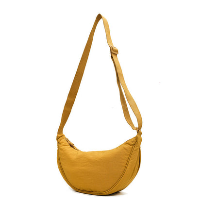 Half-Moon Crossbody Bag Adjustable Strap Multiple Compartments