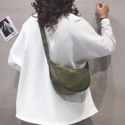 Half-Moon Crossbody Bag Adjustable Strap Multiple Compartments