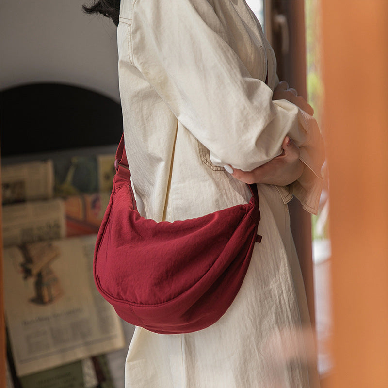 Half-Moon Crossbody Bag Adjustable Strap Multiple Compartments