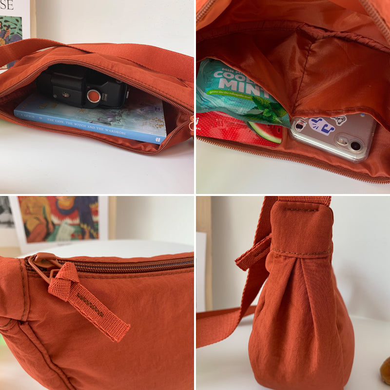 Half-Moon Crossbody Bag Adjustable Strap Multiple Compartments