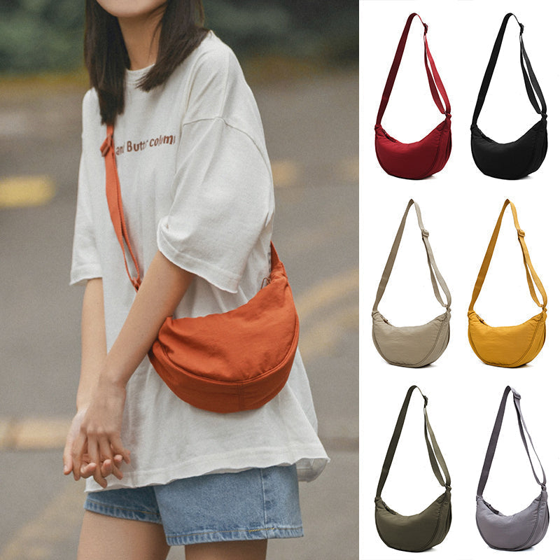 Half-Moon Crossbody Bag Adjustable Strap Multiple Compartments