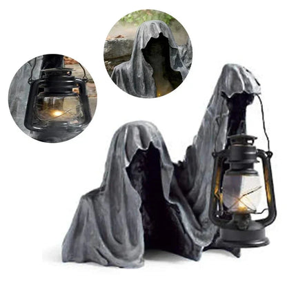 Halloween Ghost Figure Flickering LED Weather-Resistant Resin