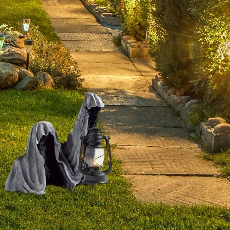 Halloween Ghost Figure Flickering LED Weather-Resistant Resin