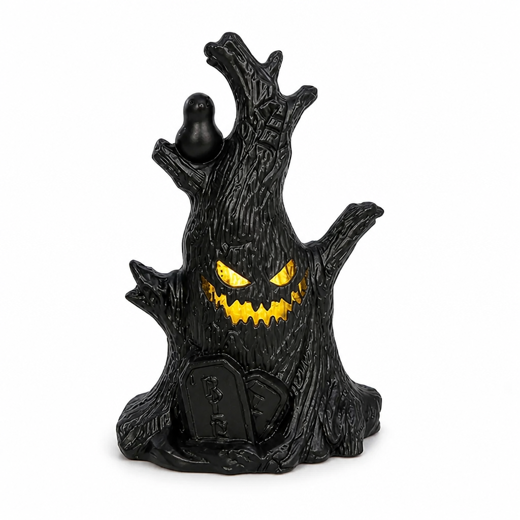 Halloween Tree Decoration Flickering Pumpkin Face Flameless LED Battery Operated