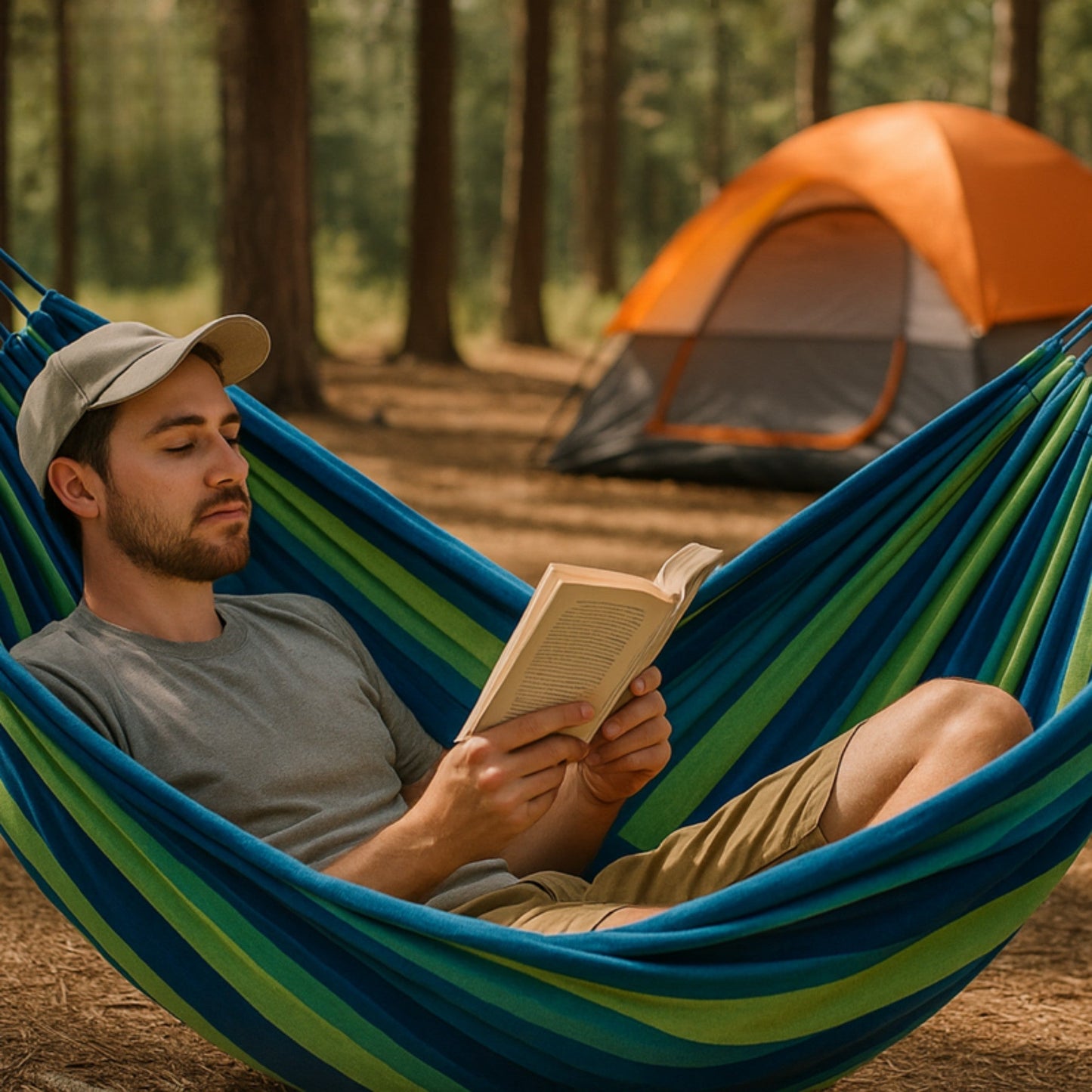 Hammock 100% Cotton Foldable Up To 441 Lbs