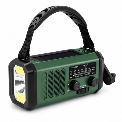 Hand Crank Solar Charging AM/FM NOAA Weather Emergency Radio (10,000 mAh Power Bank)
