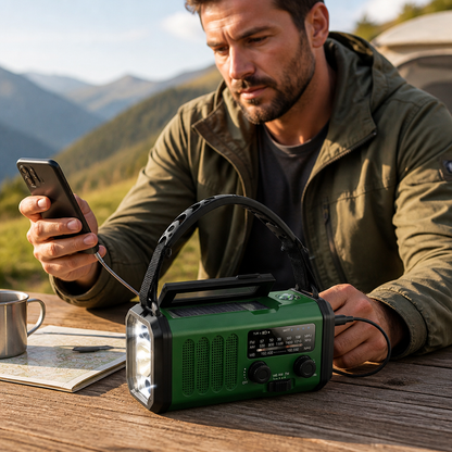 Hand Crank Solar Charging AM/FM NOAA Weather Emergency Radio (10,000 mAh Power Bank)