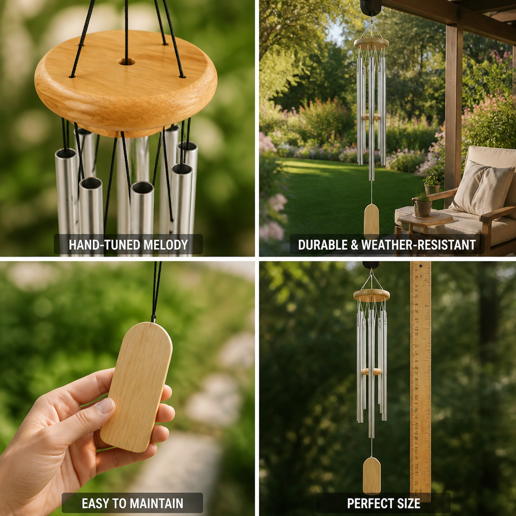 Hand-Tuned Amazing Grace Wind Chime (Ash Wood Top)