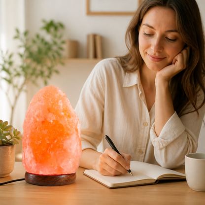 Handcrafted Himalayan Salt Lamp (Wooden Base)