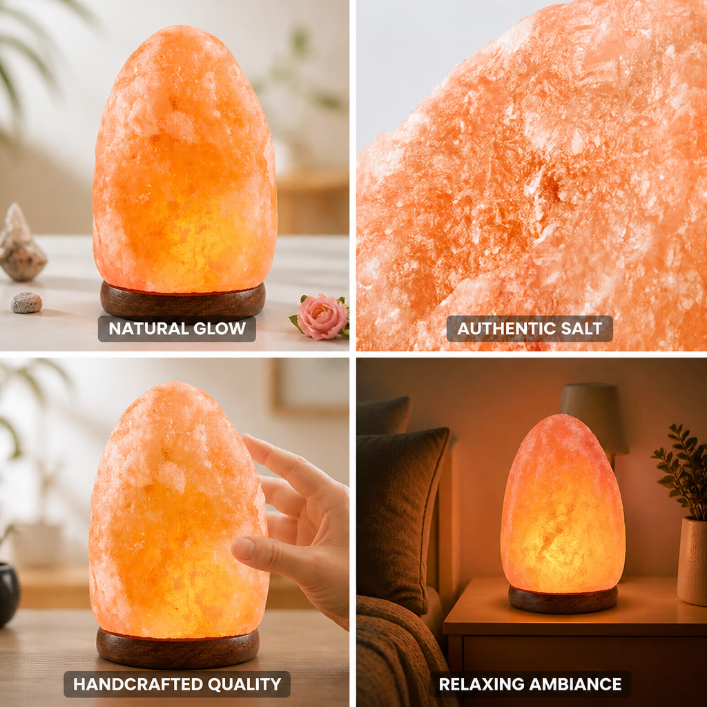 Handcrafted Himalayan Salt Lamp (Wooden Base)