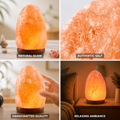 Handcrafted Himalayan Salt Lamp (Wooden Base)