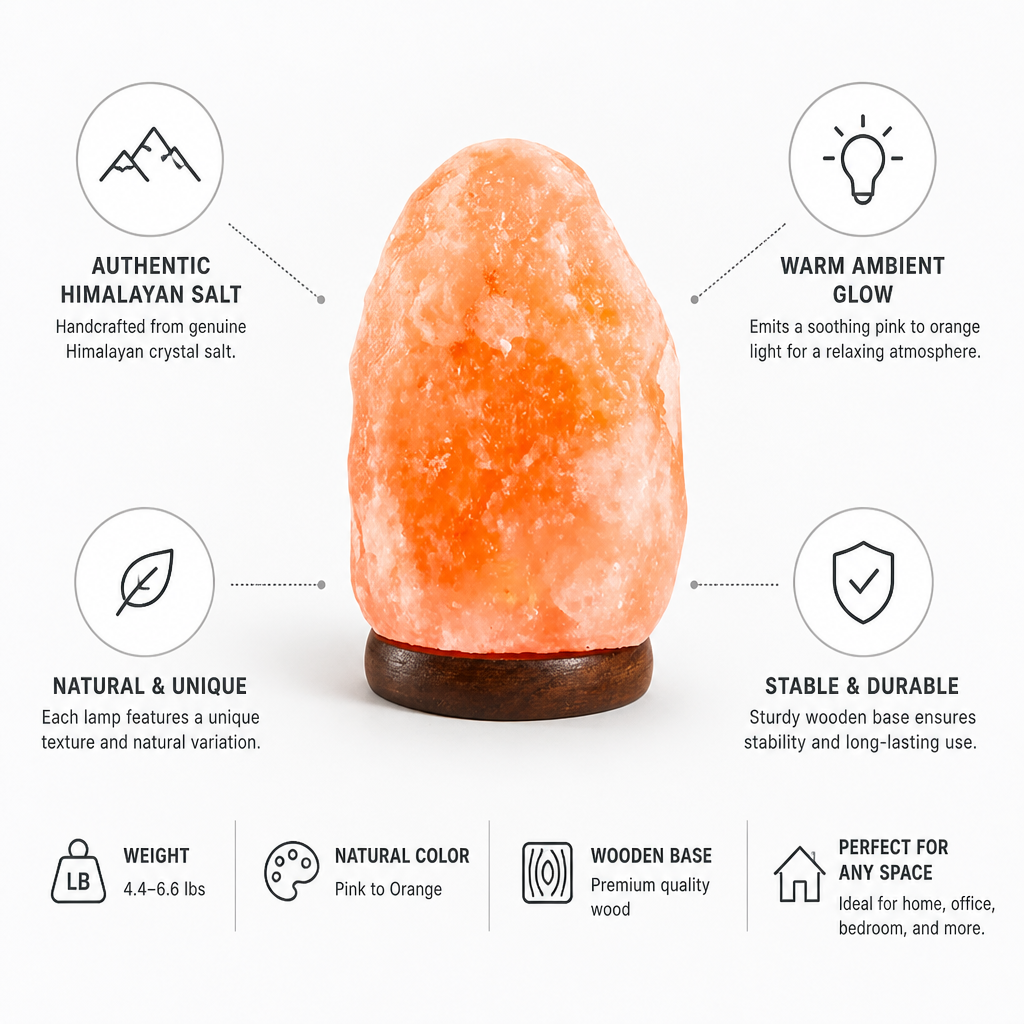 Handcrafted Himalayan Salt Lamp (Wooden Base)