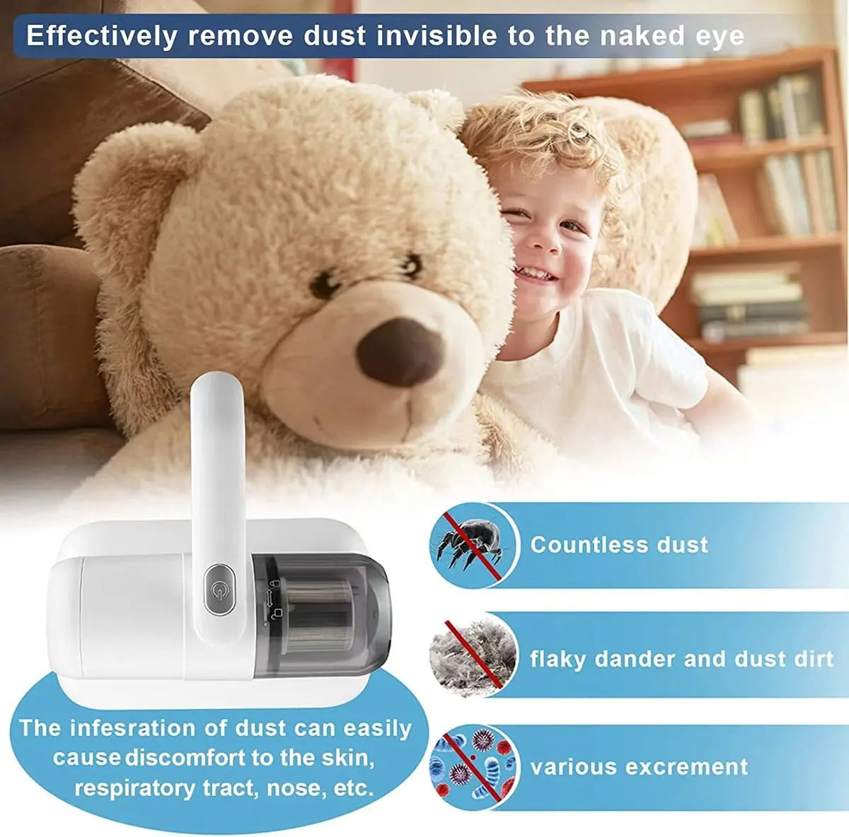 Handheld Fabric Vacuum Cordless HEPA 250ml Dustbin