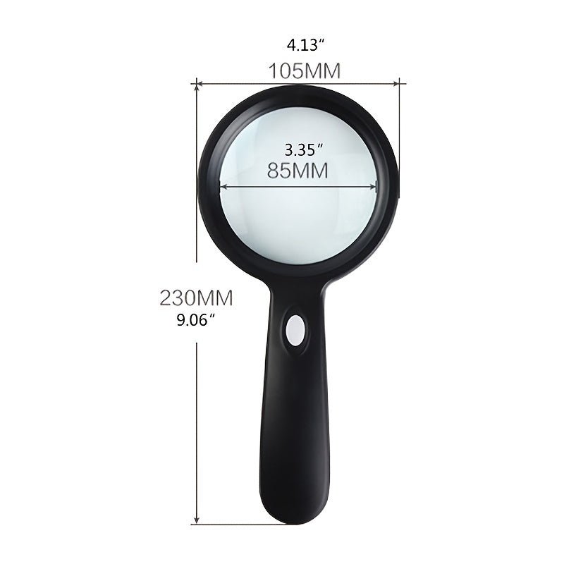 Handheld Magnifier 10x Magnification & Integrated LED Ergonomic Handle