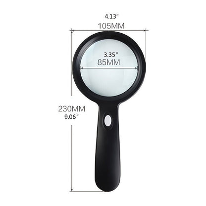 Handheld Magnifier 10x Magnification & Integrated LED Ergonomic Handle