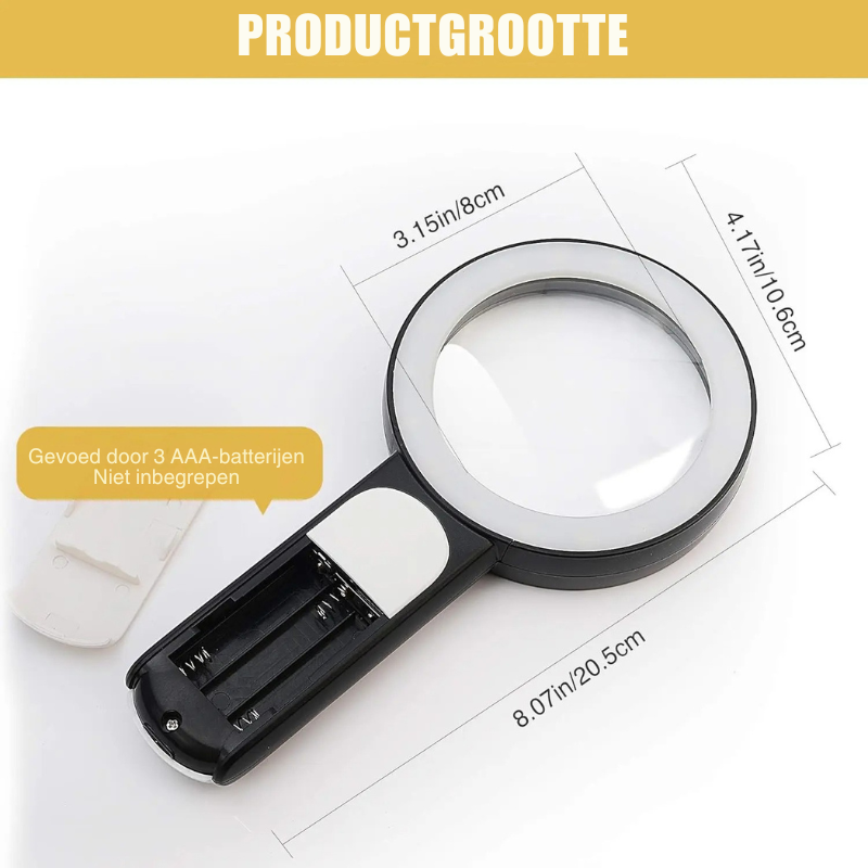 Handheld Magnifier 30x Glass Lens 18 LEDs