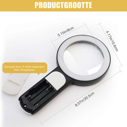 Handheld Magnifier 30x Glass Lens 18 LEDs