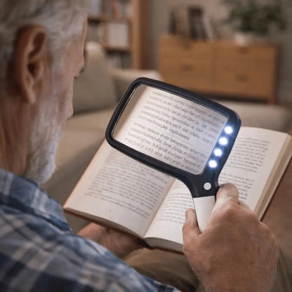 Handheld Magnifier 3x Magnification Large Lens Integrated LEDs