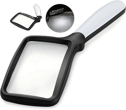 Handheld Magnifier 3x Magnification Large Lens Integrated LEDs