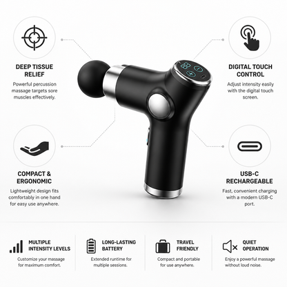 Handheld Massage Gun Deep Tissue USB-C Rechargeable