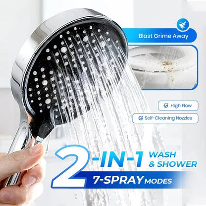 Handheld Shower Head High-Pressure Seven Spray Types Self-Cleaning Nozzles