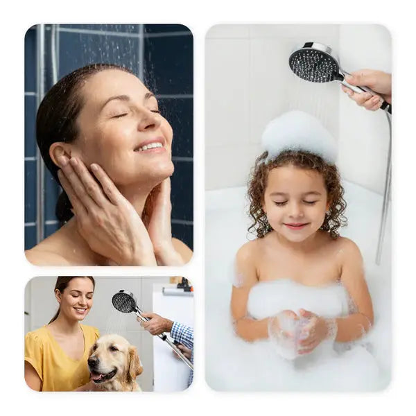 Handheld Shower Head High-Pressure Seven Spray Types Self-Cleaning Nozzles