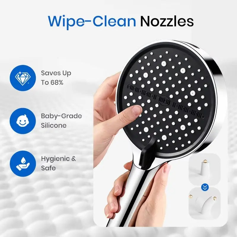 Handheld Shower Head High-Pressure Seven Spray Types Self-Cleaning Nozzles
