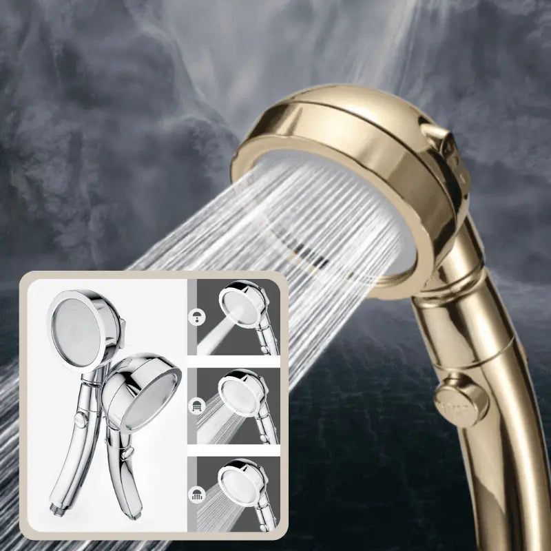 Handheld Shower Head Pressure-Boosting Air-Mix 3 Spray Modes Water-Saving