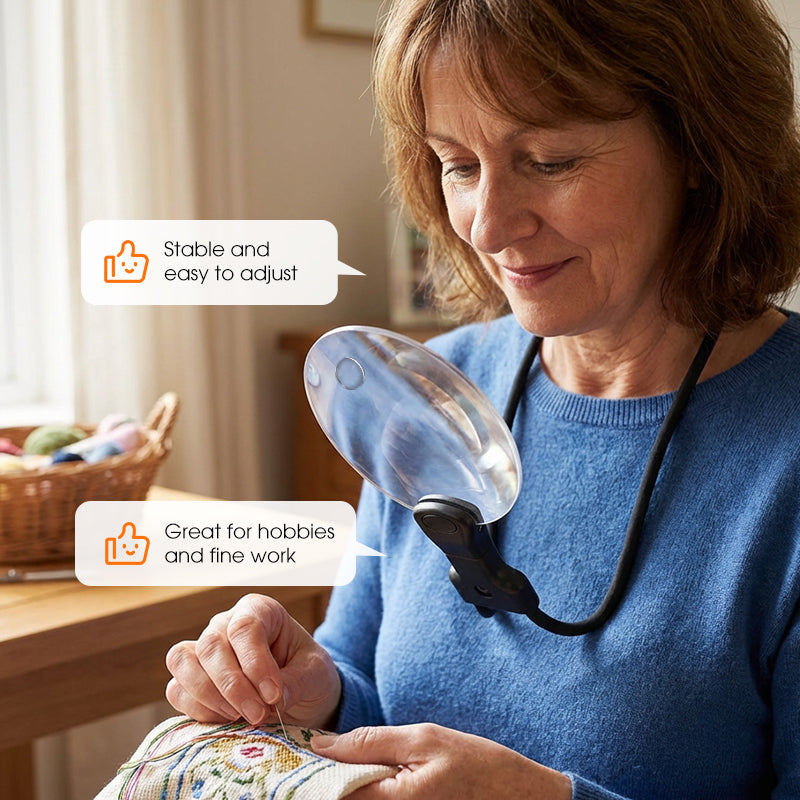 Hands-Free Magnifying Glasses 5X & 10X Flexible Neck