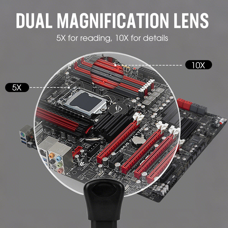 Hands-Free Magnifying Glasses 5X & 10X Flexible Neck