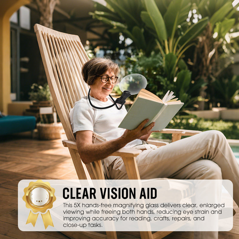 Hands-Free Magnifying Glasses 5X & 10X Flexible Neck