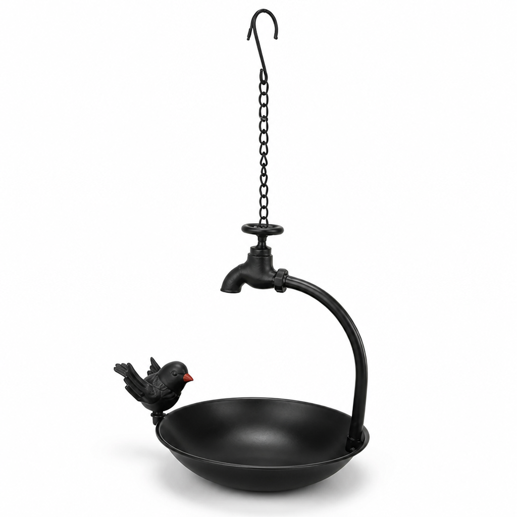 Hanging Bird Feeder Vintage Faucet Design Iron Weather Resistant